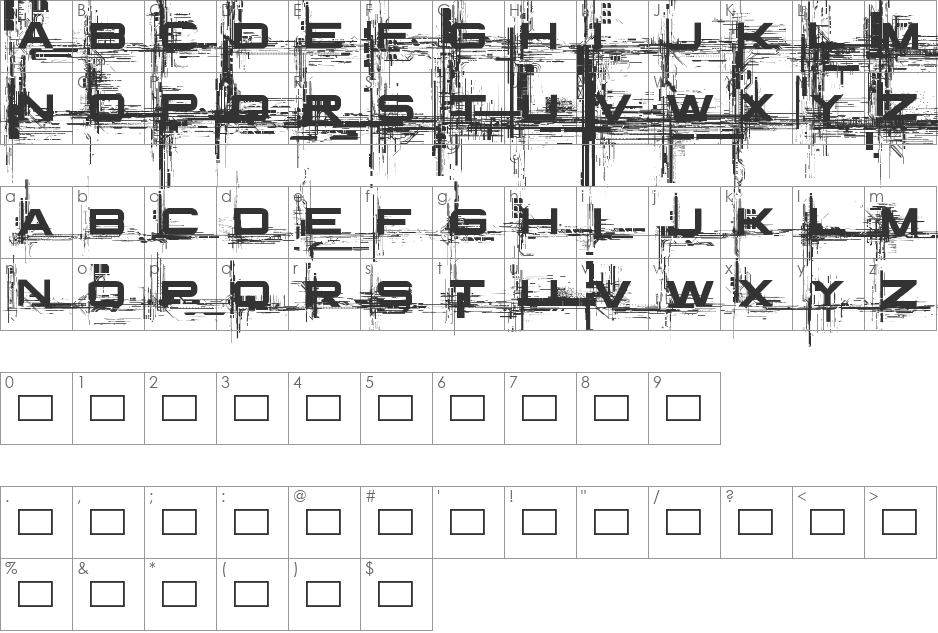 Infinium Guardian font character map preview