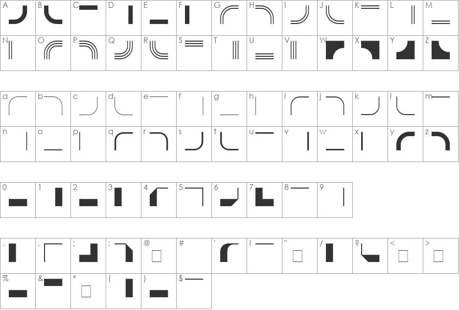 InFraction SSi font character map preview