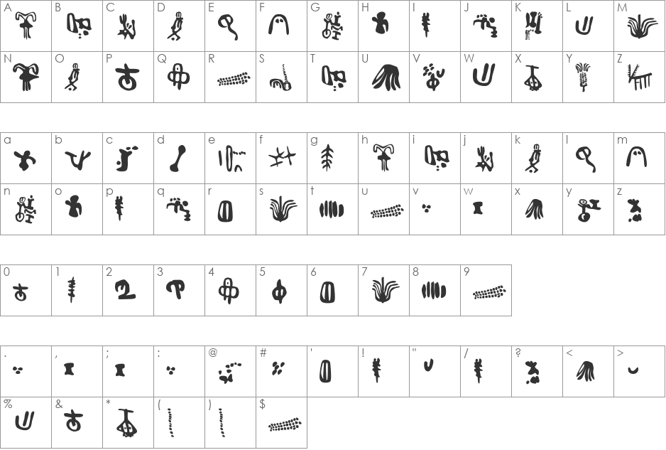 Inga Stone Signs font character map preview