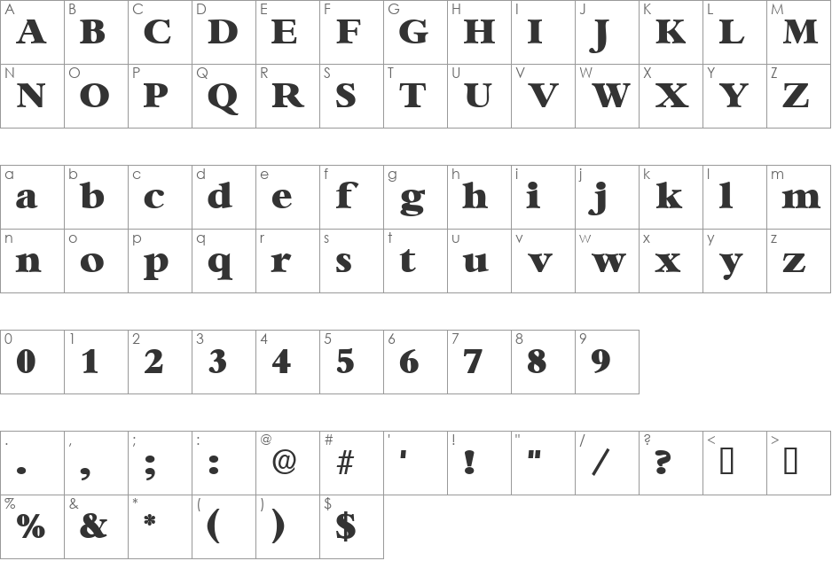 IngenueDisplaySSi font character map preview