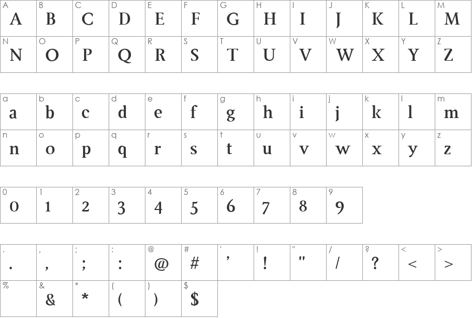 Ingleby Regular font character map preview