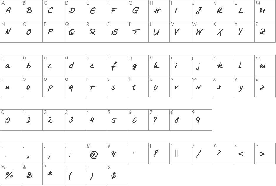 IngoFont1 font character map preview