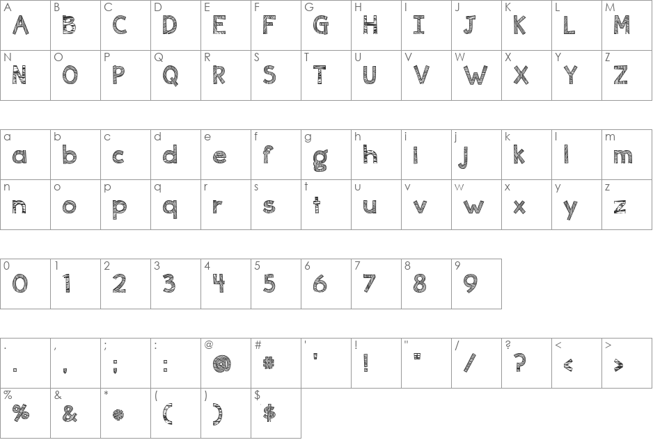 ingrained font character map preview