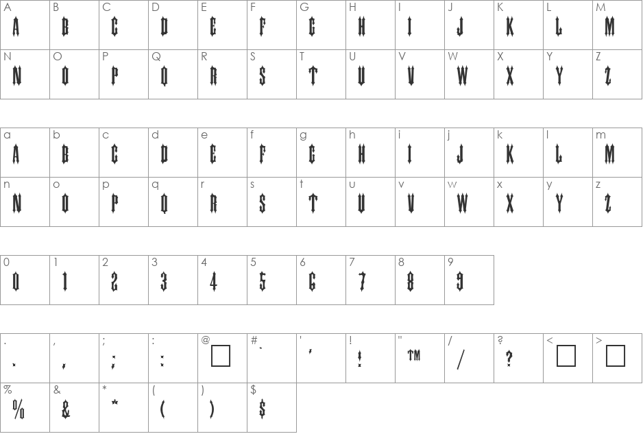 INGRAM font character map preview