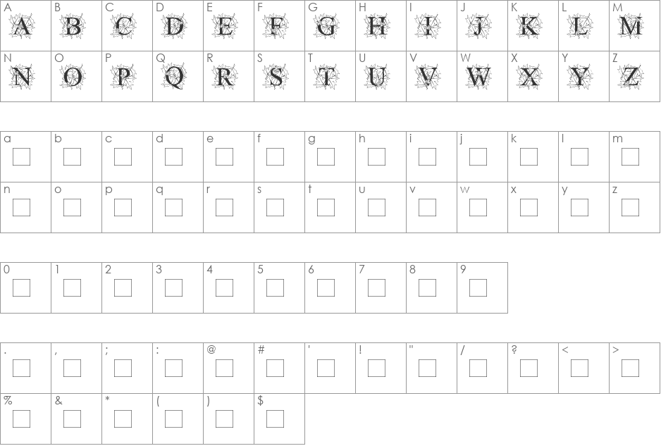 InitialAutumnTimes font character map preview