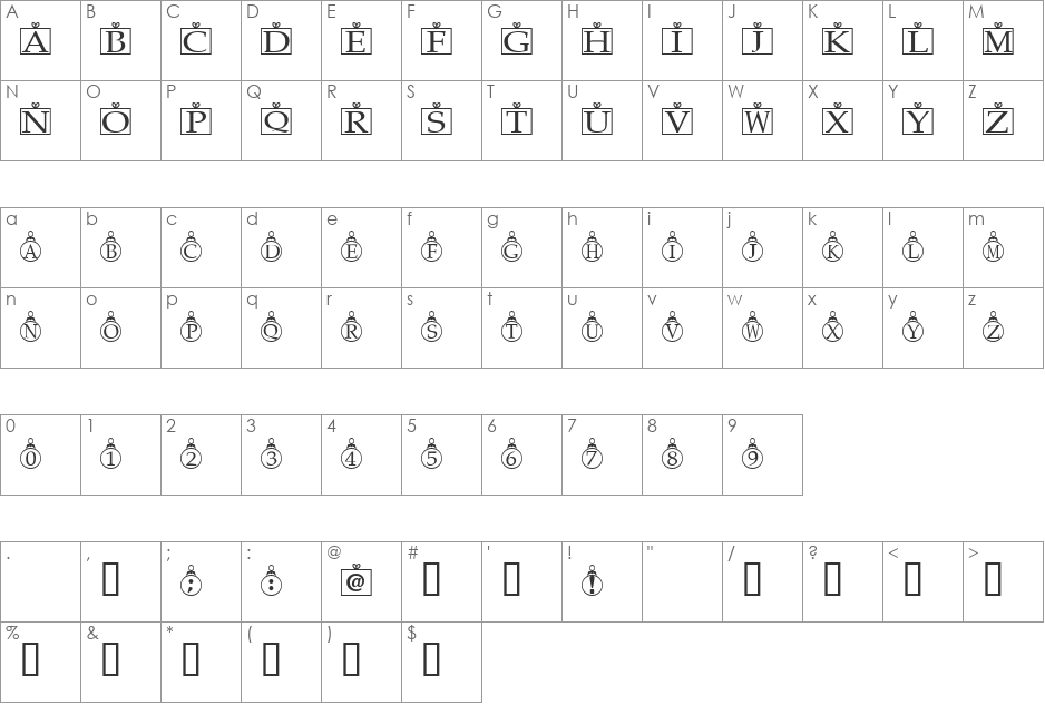 InitialCaps4 font character map preview