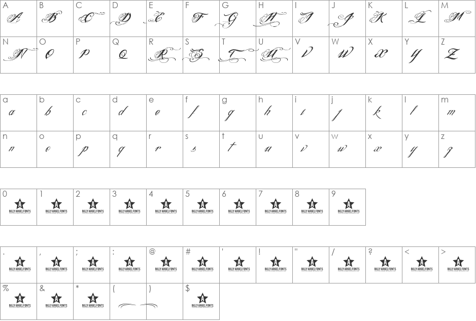 Ink In The Meat font character map preview