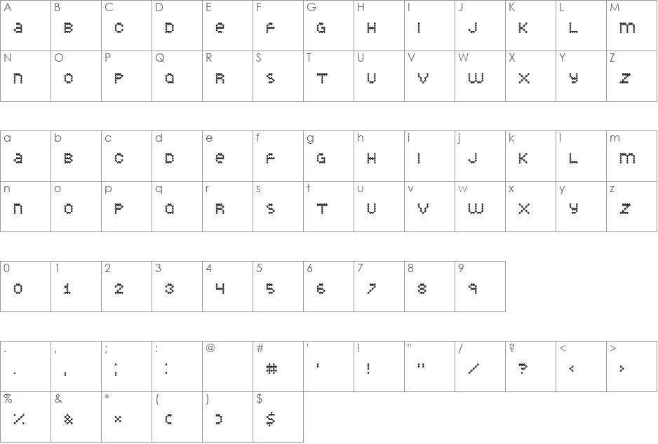 Inkblob font character map preview