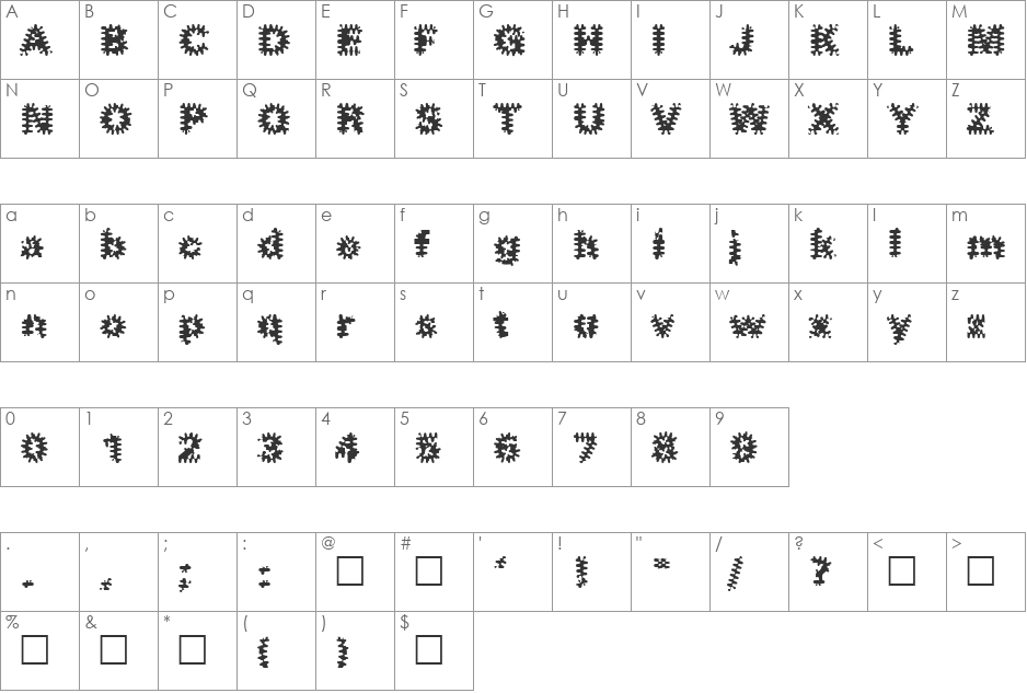Inkblots font character map preview