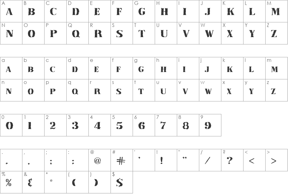 Inkpad font character map preview