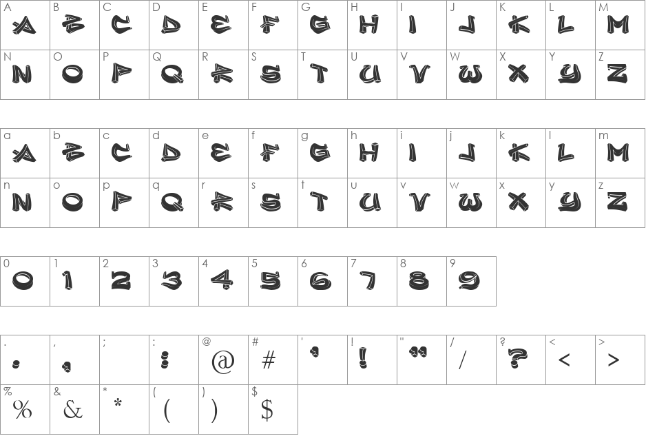 inner city font character map preview