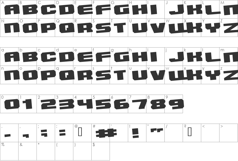 Inner Sanctum font character map preview