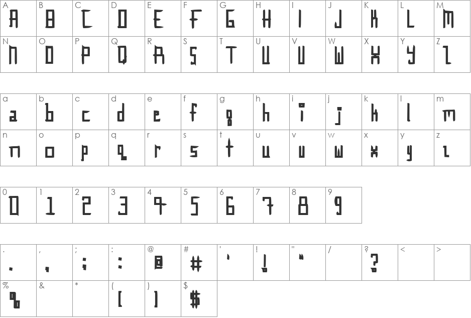 Innie Outtie font character map preview
