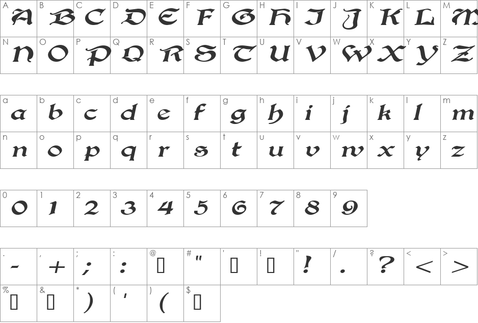 InnkeeperExtended font character map preview