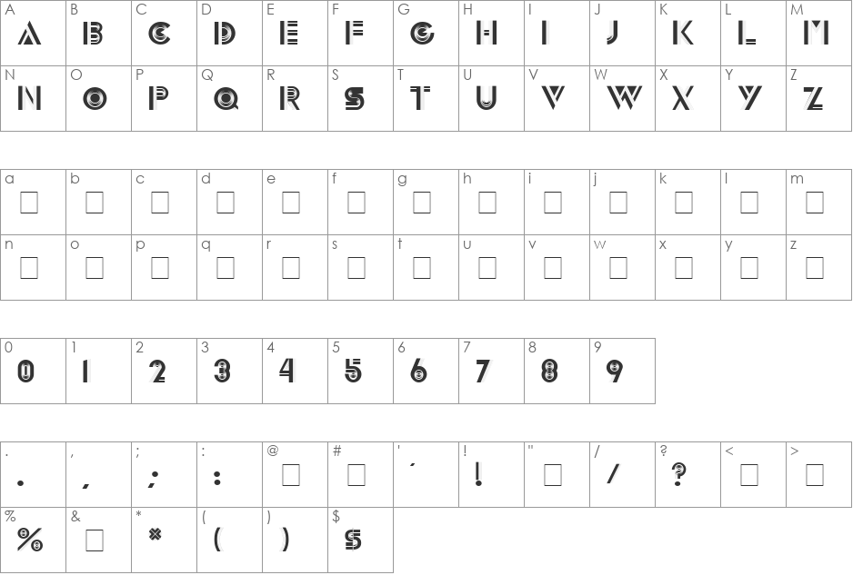 Innova Display Caps SSi font character map preview