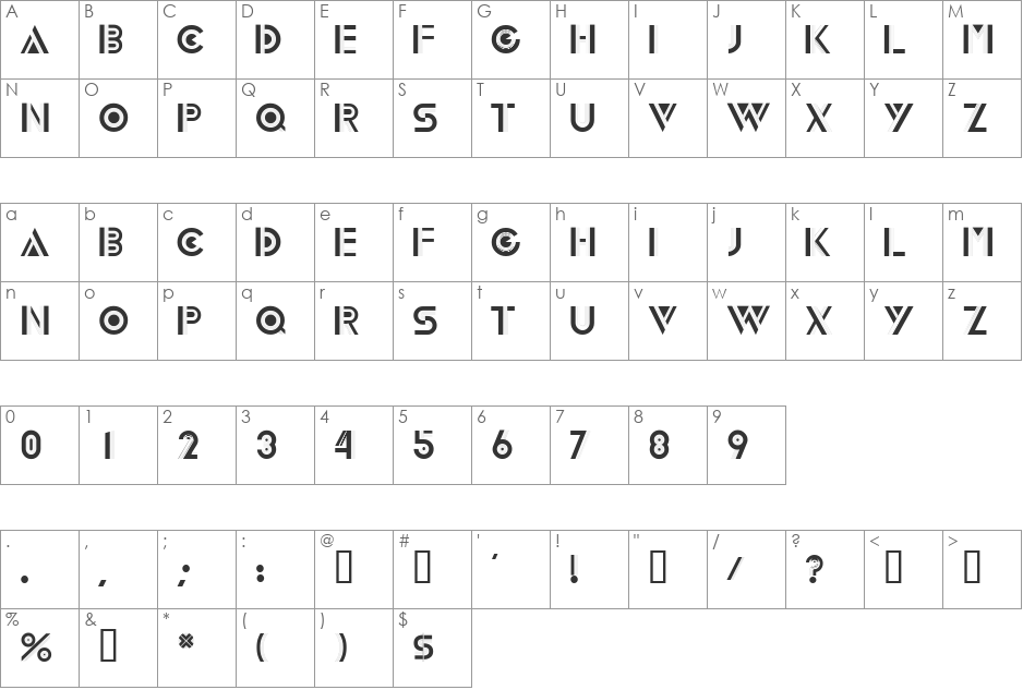InnovaDisplayCapsSSi font character map preview