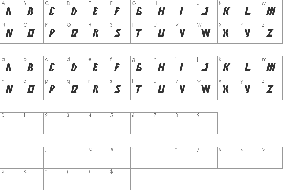 INOVATION font character map preview