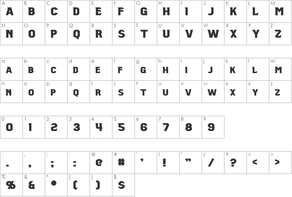 Inquisition font character map preview