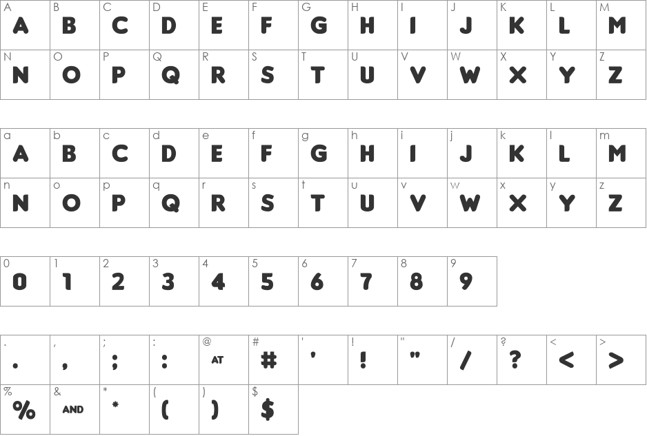 Insaniburger with Cheese font character map preview