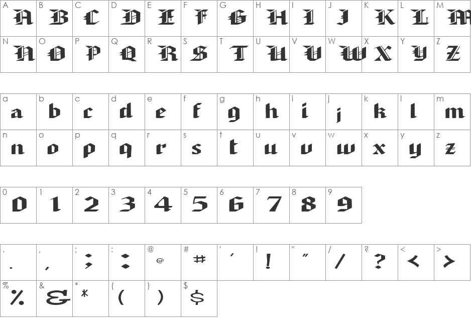 ArmedaExpandedSSK font character map preview