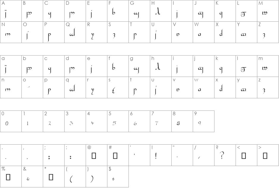 InshallahSSK font character map preview