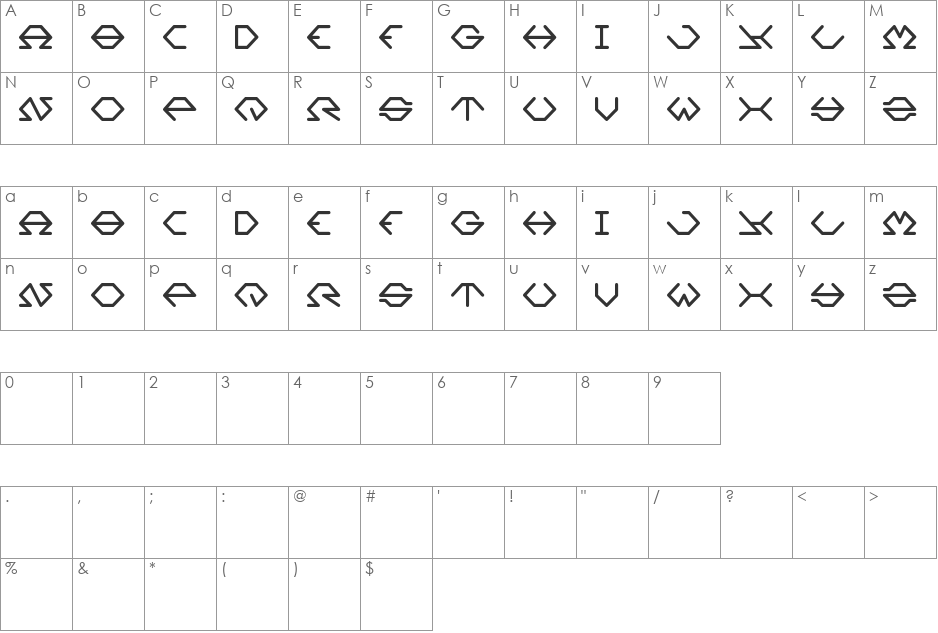 Inside font character map preview