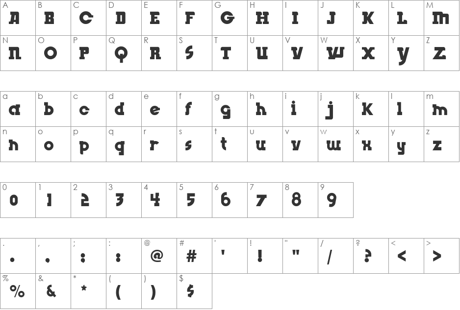 Insight Issue font character map preview