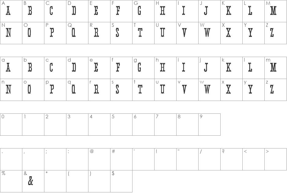 ArmenianCircus font character map preview