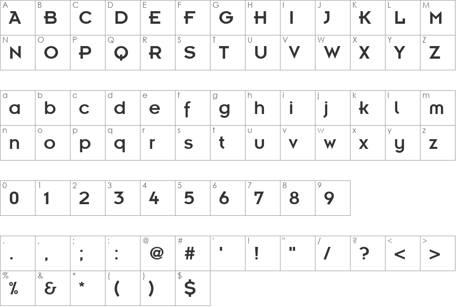 InsightDB font character map preview