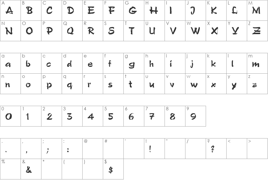 INSOMIA1 font character map preview