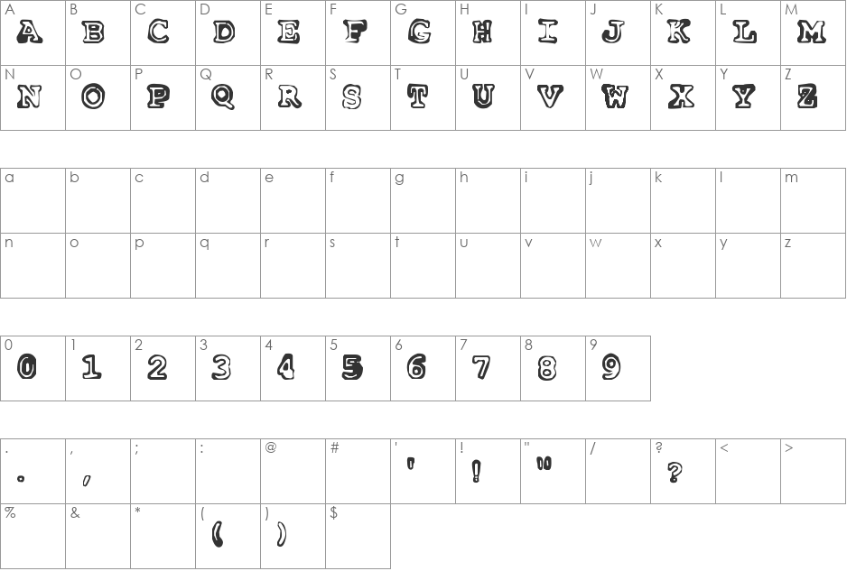 Insomnia font character map preview