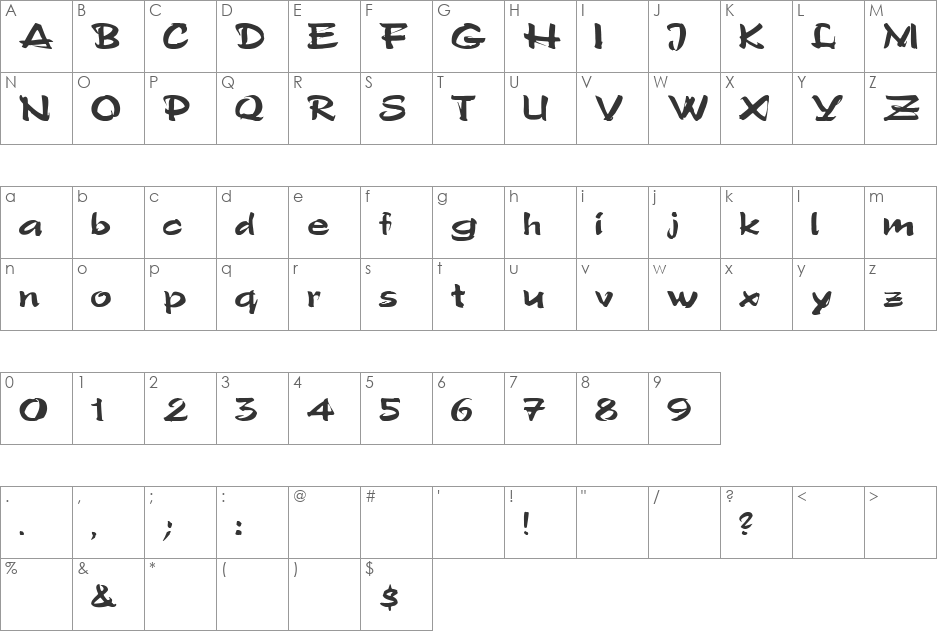 Insomnia 2 font character map preview