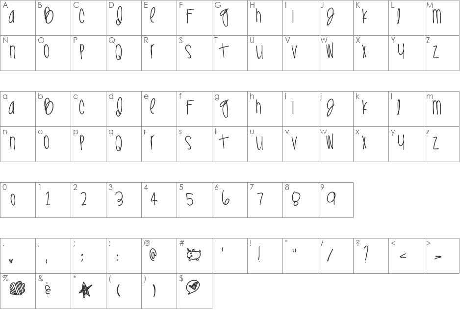InstagraamBaby font character map preview