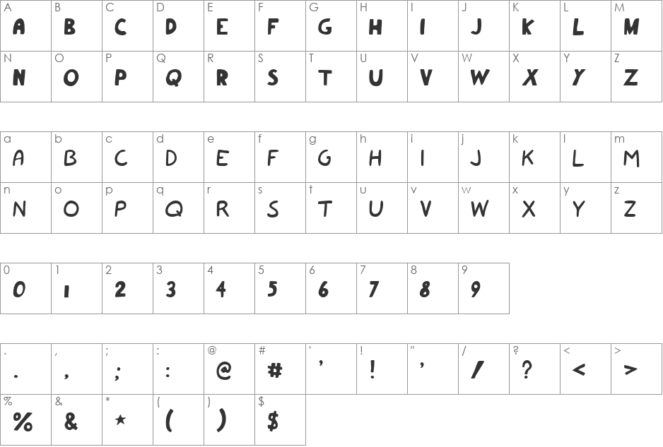 armfight font character map preview