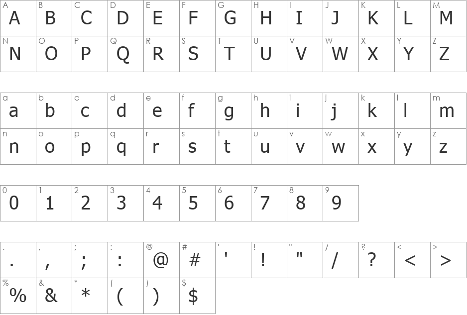 InstallFont font character map preview