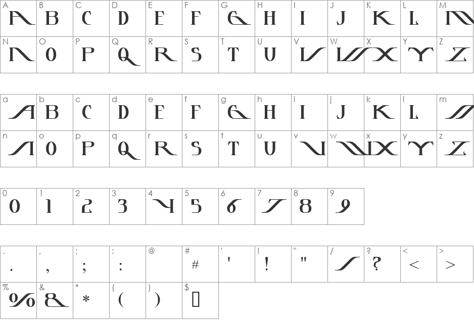 InstantTunes font character map preview