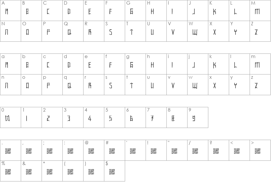 IntaglioPlains font character map preview