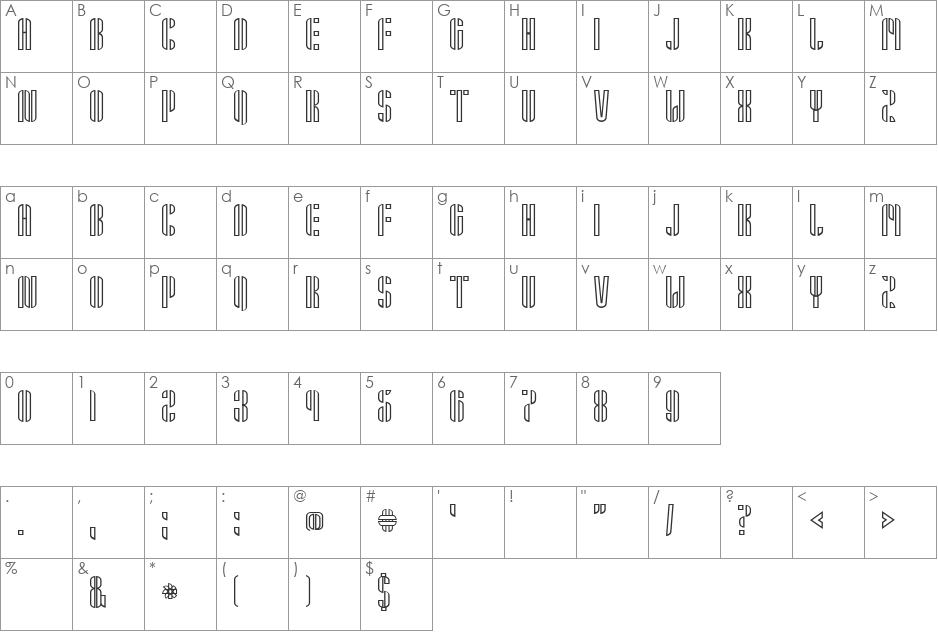 Armin font character map preview