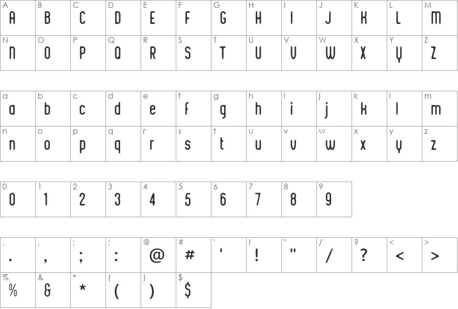 Integra Chic font character map preview