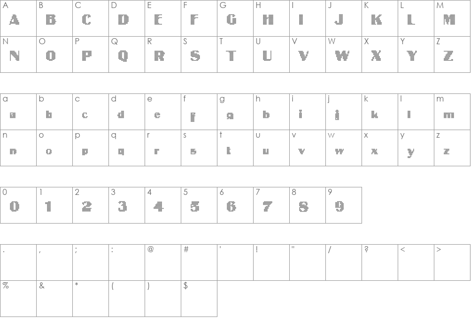 Intellecta Digital font character map preview