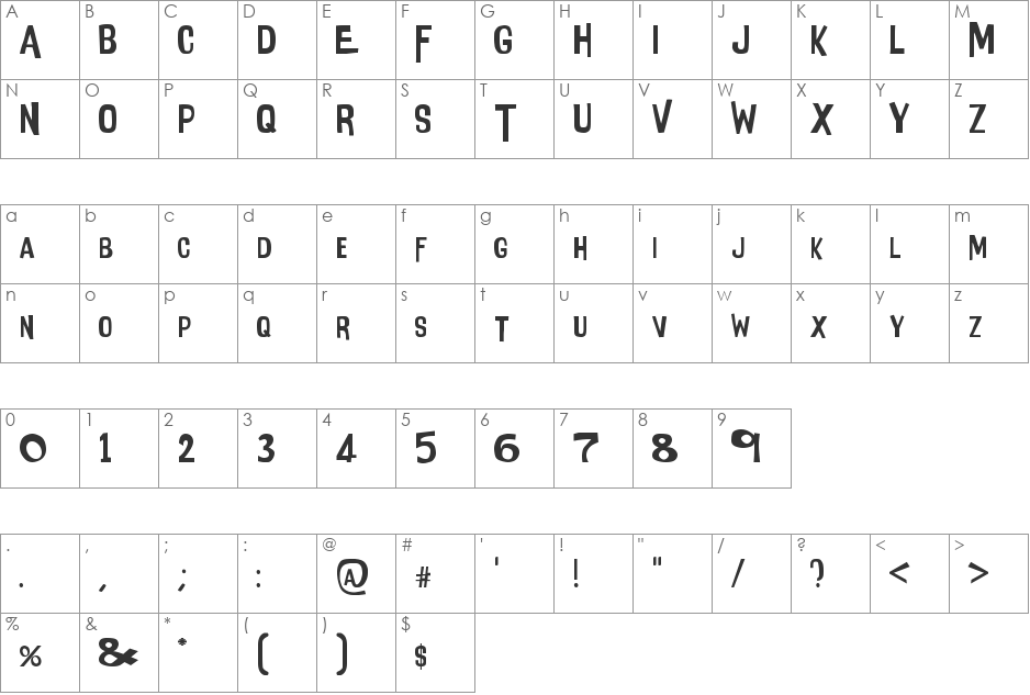 Intensa Fuente font character map preview