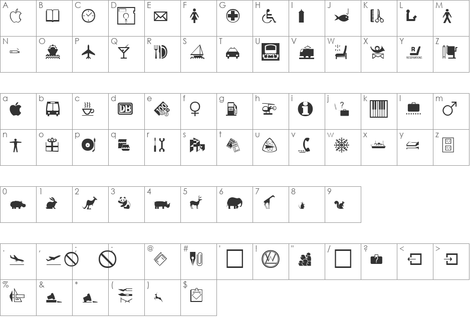 Inter Dingbats FC font character map preview