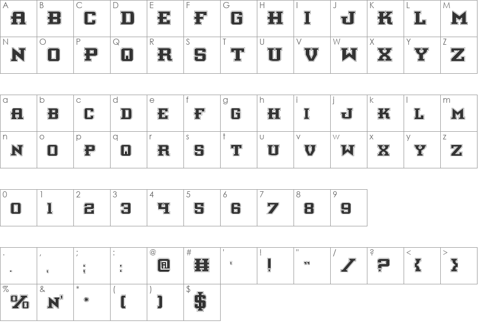 Interceptor Pro font character map preview