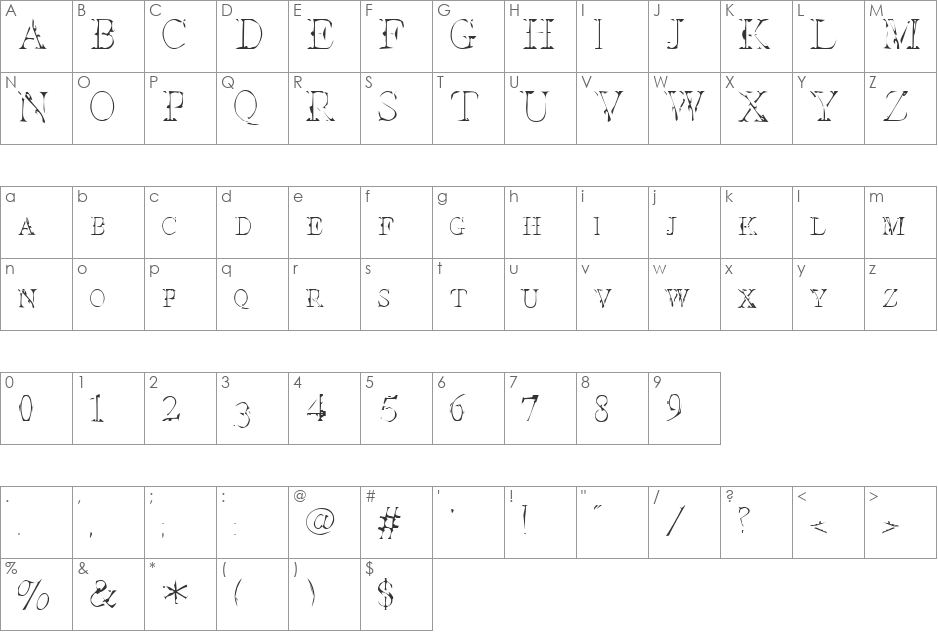 Interim font character map preview