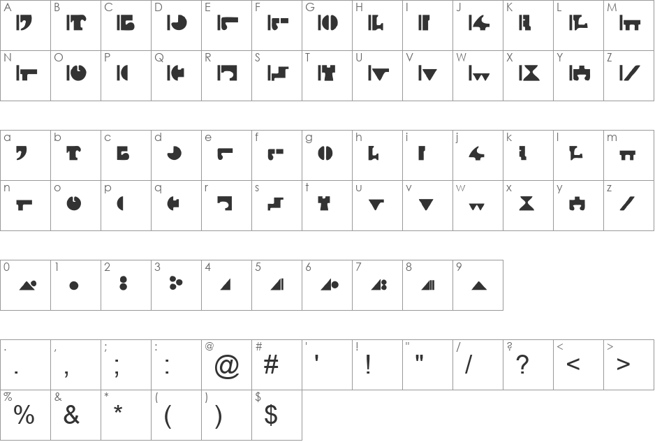 INTERLAC (by Blue Panther) font character map preview