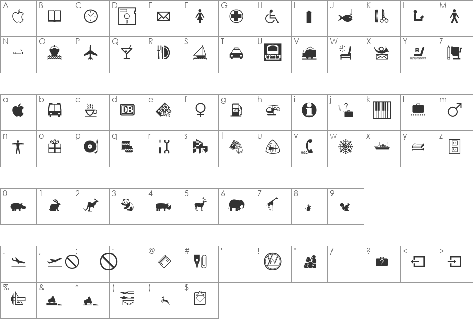 International font character map preview