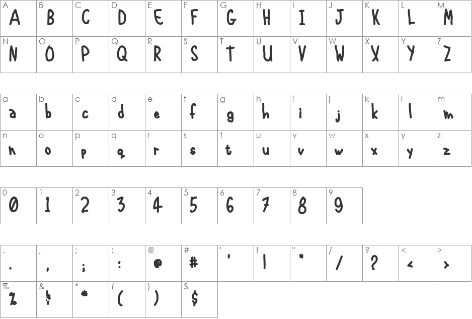 International Chunkfunk font character map preview
