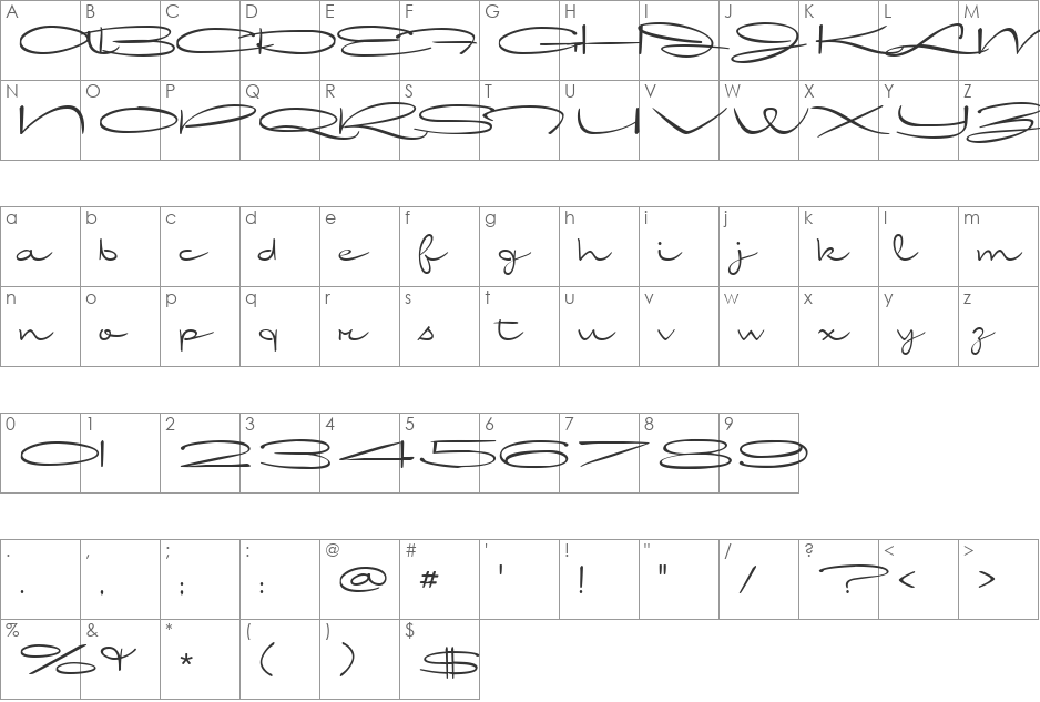 International Palms font character map preview