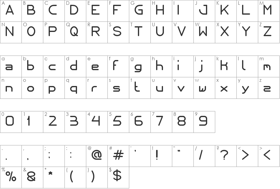 internationalist font character map preview