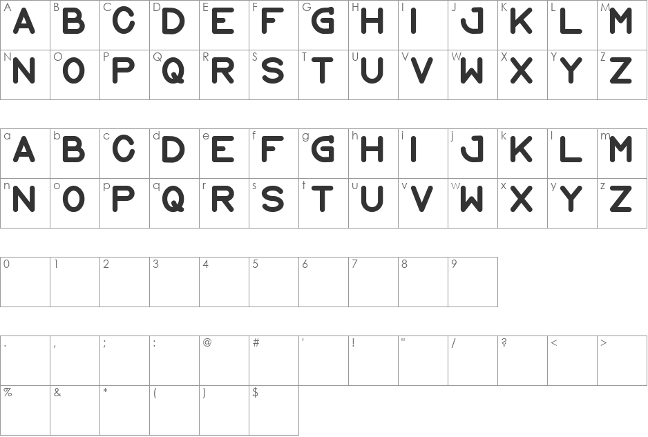 internationalist font character map preview